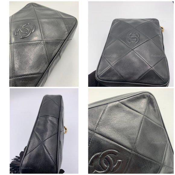 Authentic CHANEL Lambskin Black Vintage Camera Bag with Tassel - Picture 9 of 16